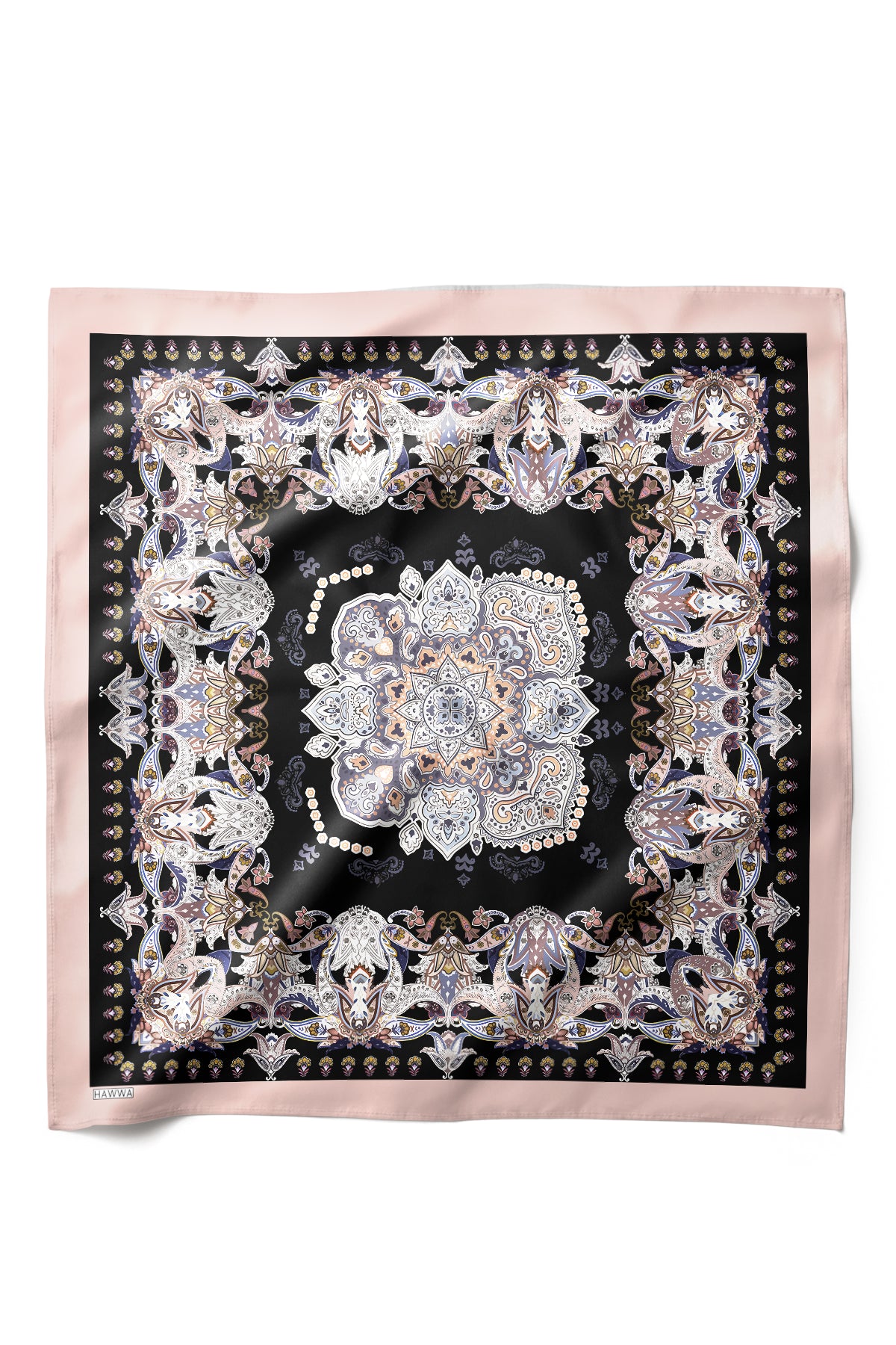 Oryantal Paisley Desenli Saten Fular