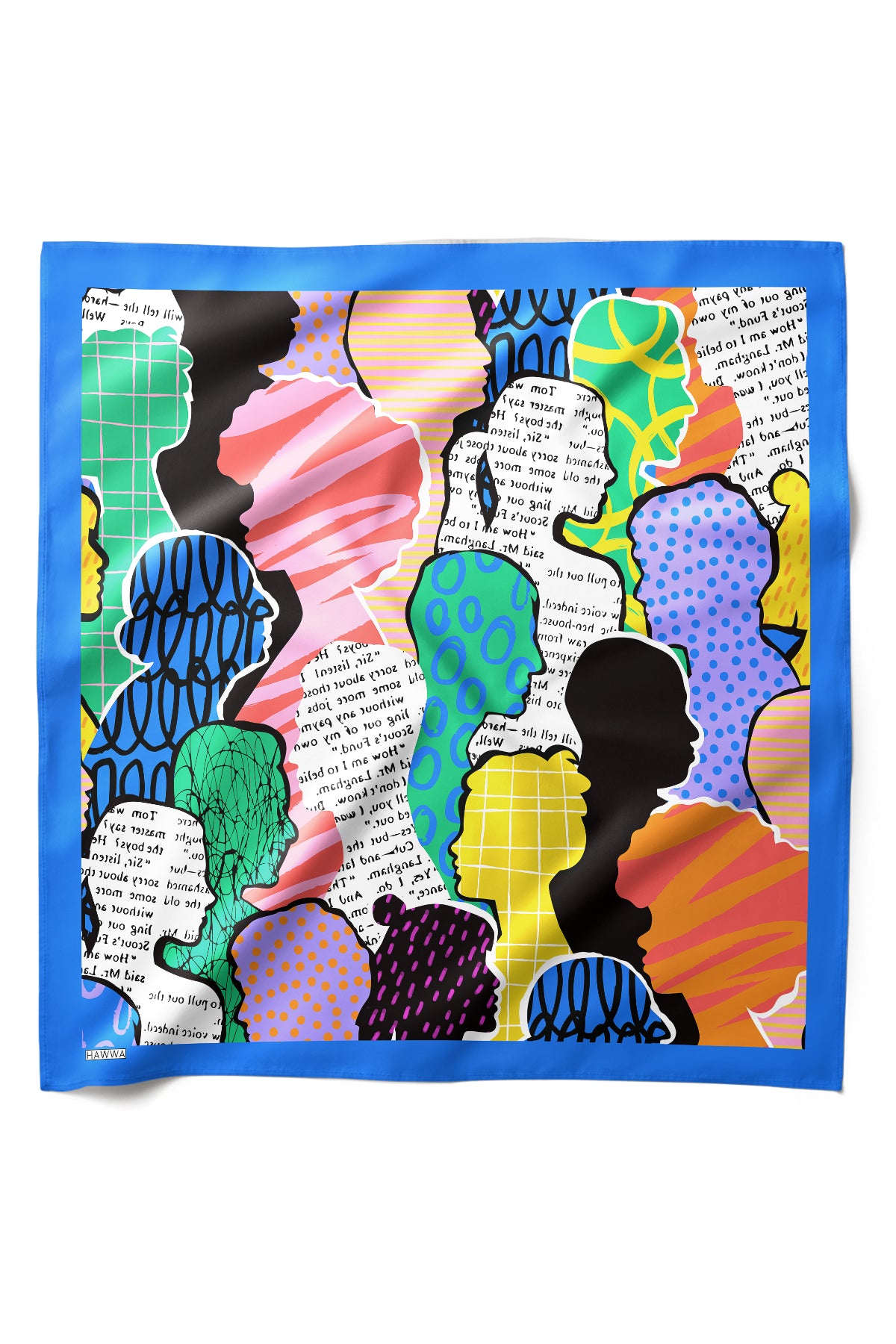 Pop-Art Siluet Desenli Saten Fular