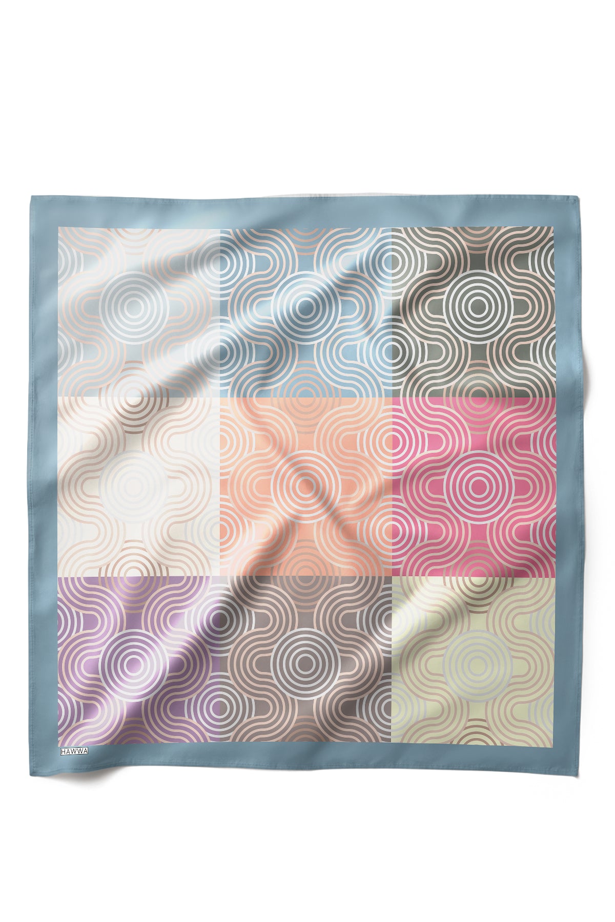 Retro Geometri Desenli Saten Fular