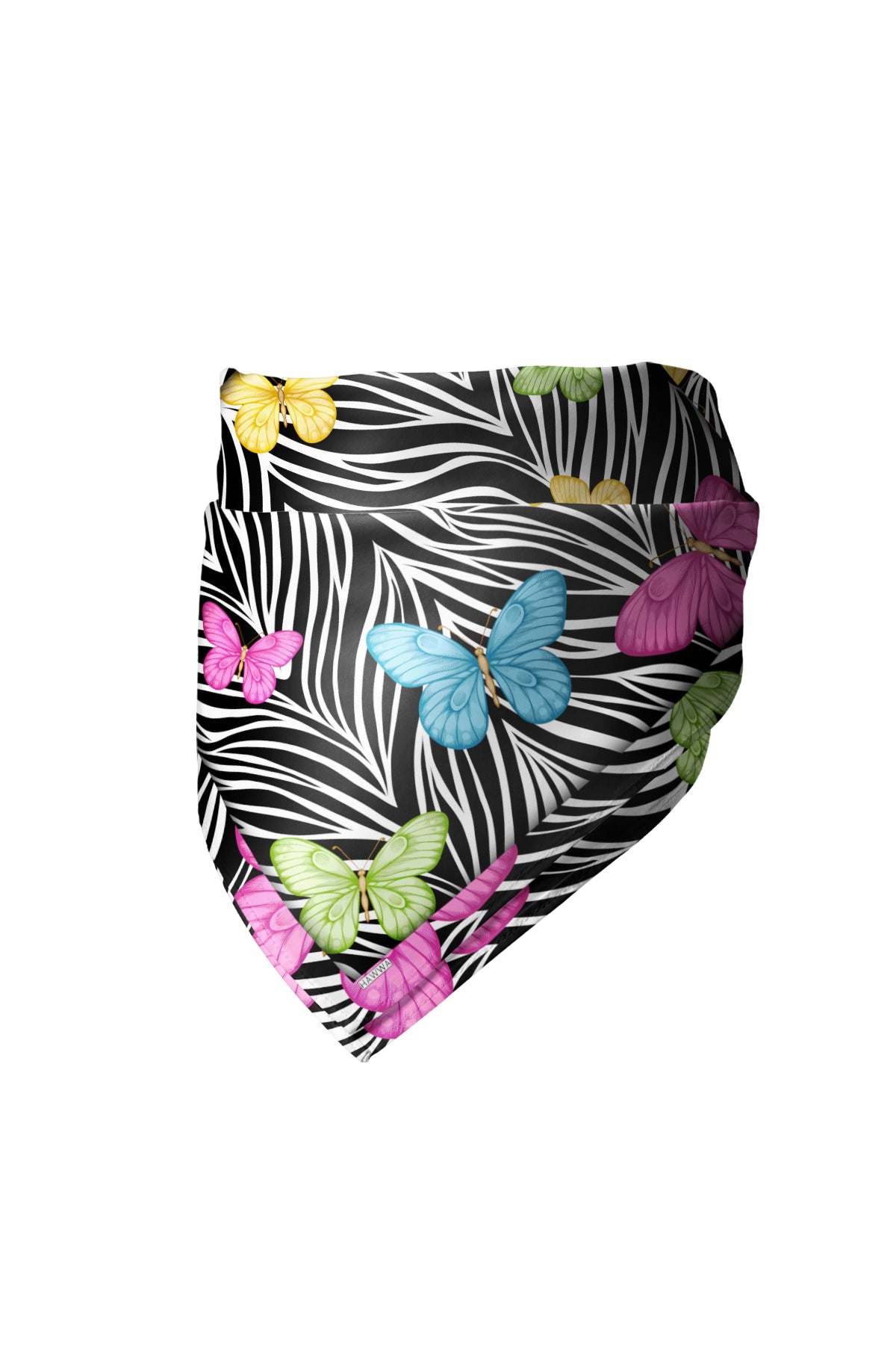 Zebra & Kelebek Desenli Saten Fular